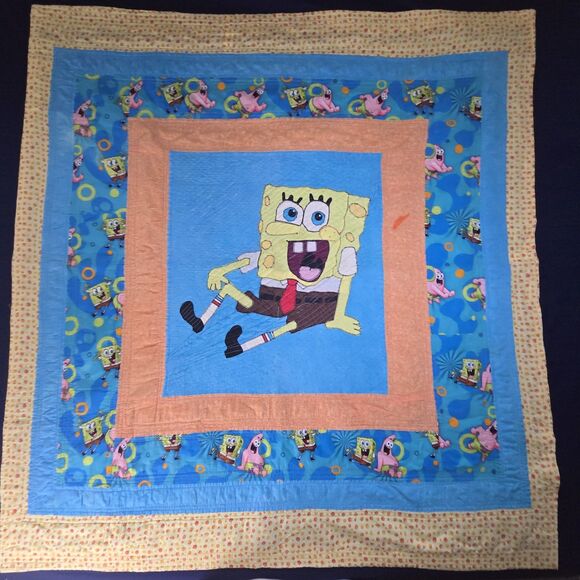 Handmade Spongebob Quilt Blanket 48" x 48" - Picture 4 of 4